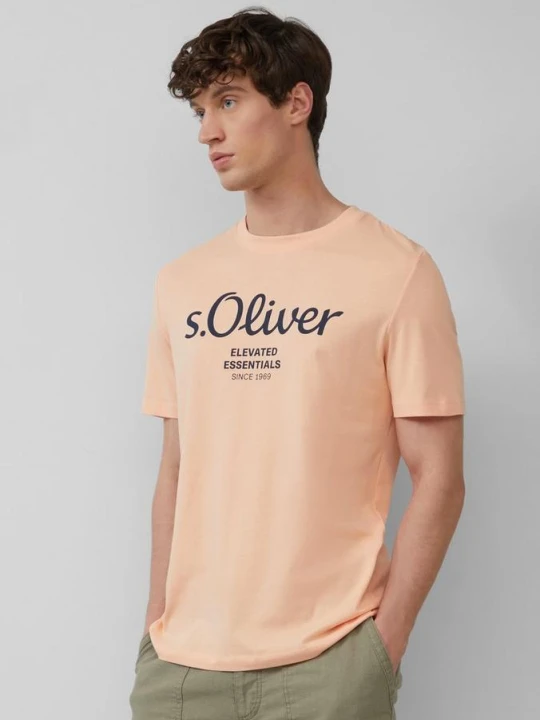 Zdjęcie produktu Bawełniana koszulka z nadrukiem logo s.Oliver pomarańczowy