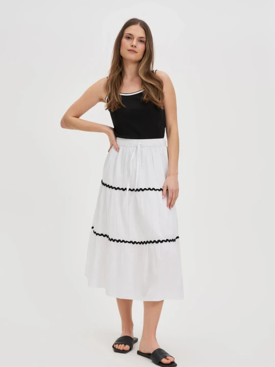 Zdjęcie produktu Bawełniana spódnica midi biała Moodo
