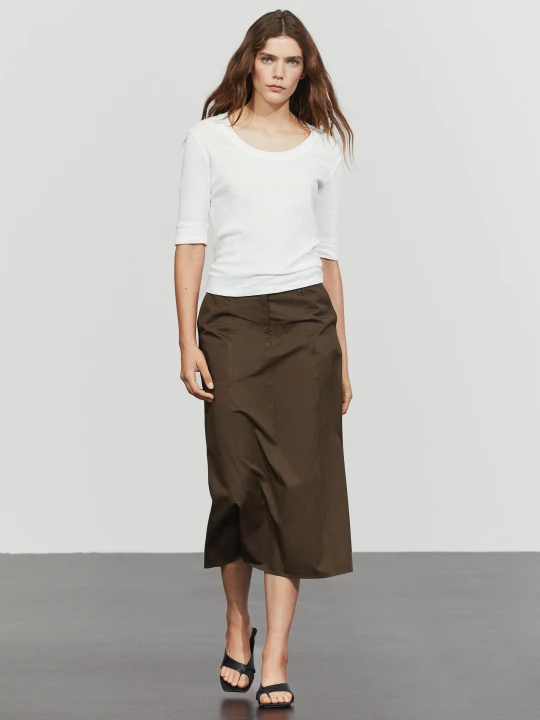 Zdjęcie produktu Bawełniana Spódnica Midi - Brązowy - Massimo Dutti - Female