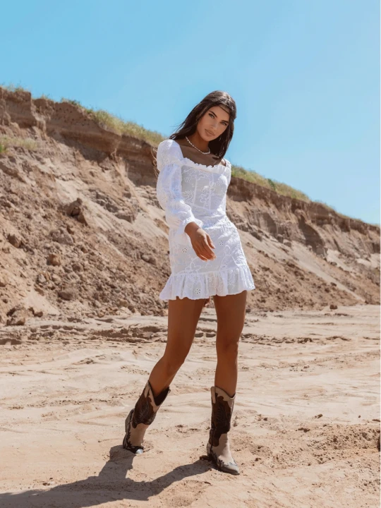 Zdjęcie produktu Bawełniana sukienka boho ORLEANA - biała  magmac 