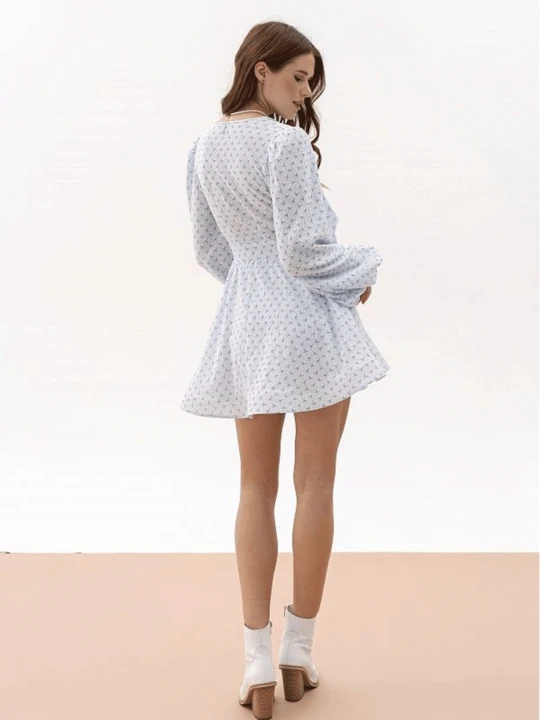 Zdjęcie produktu Bawełniana sukienka mini w print LUSINA - błękitna  magmac 