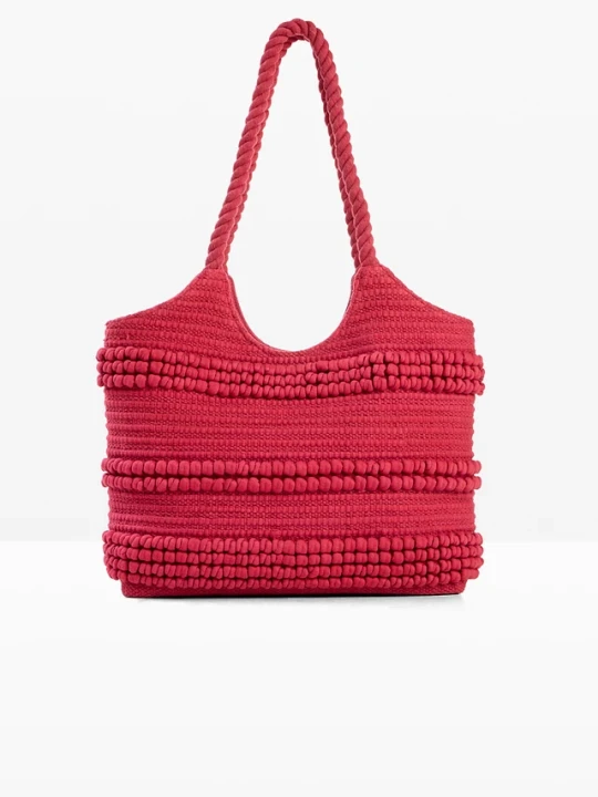 Zdjęcie produktu Bawełniana torba shopper o strukturalnym wyglądzie BonPrix różowy
