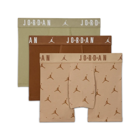 Zdjęcie produktu Bawełniane bokserki dla dużych dzieci Jordan Flight Essentials (3 pary) - Brązowy