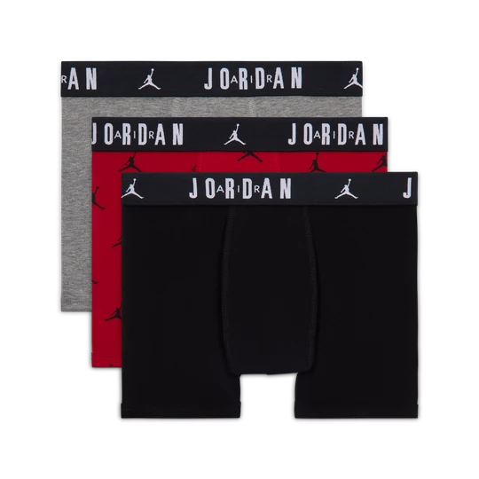 Zdjęcie produktu Bawełniane bokserki dla dużych dzieci Jordan Flight Essentials (3 pary) - Czerwony