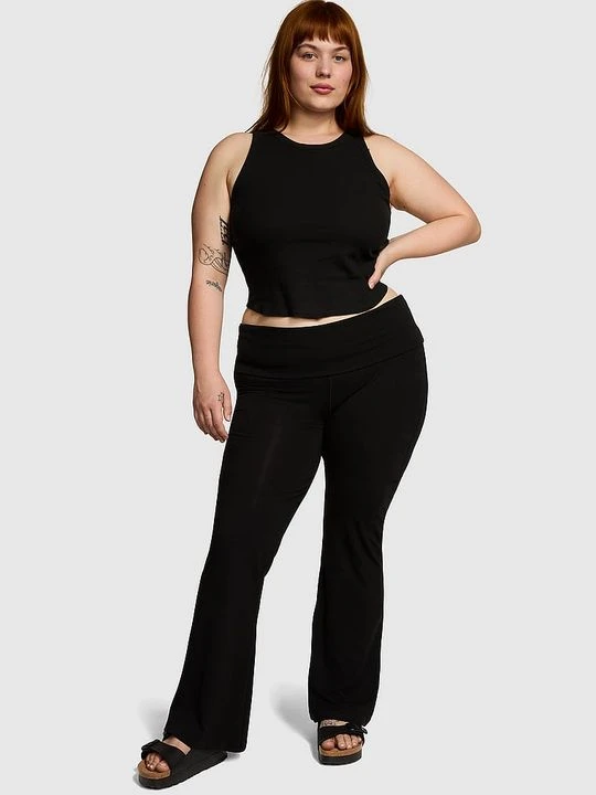 Zdjęcie produktu Bawełniane legginsy z rozszerzanymi nogawkami Victoria's Secret Czarny
