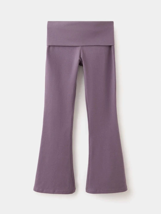 Zdjęcie produktu Bawełniane legginsy z wywijanym pasem purpurowy - Dzieci - lata - MANGO KIDS