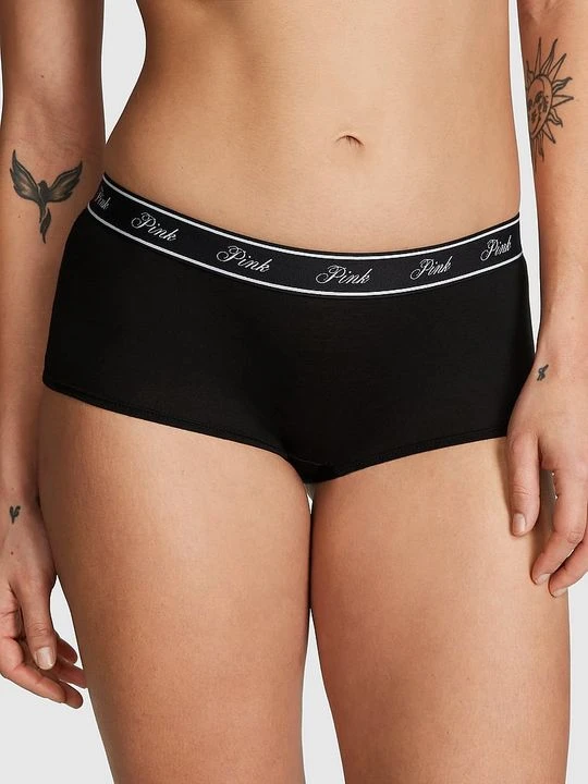 Zdjęcie produktu Bawełniane majtki Boyshort z logo Victoria's Secret Czarny