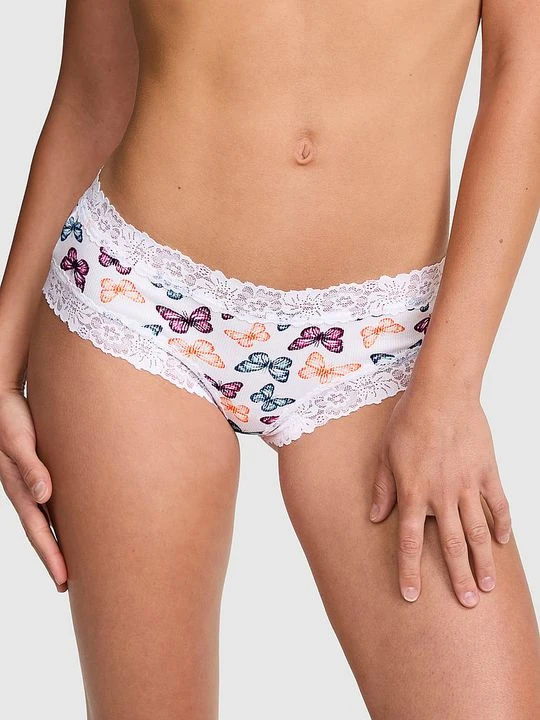Zdjęcie produktu Bawełniane majtki cheeky z koronkowym wykończeniem Victoria's Secret Z nadrukiem