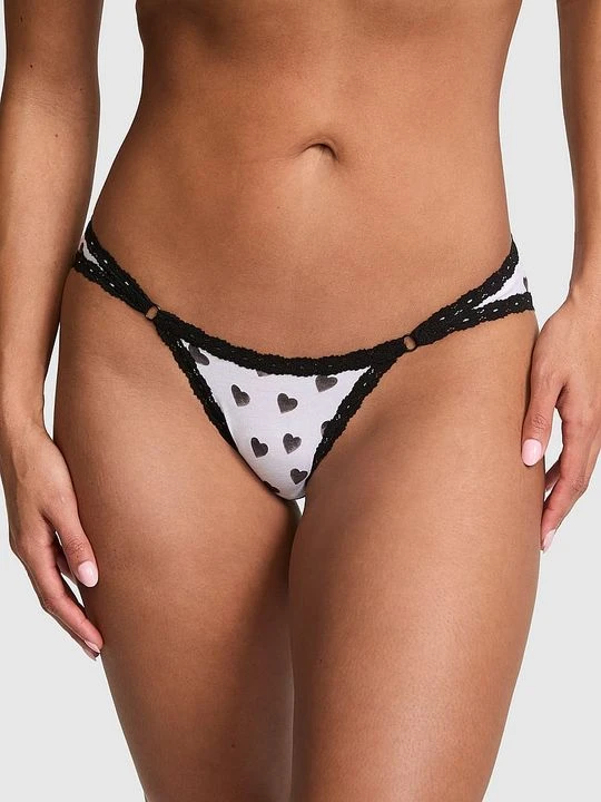 Zdjęcie produktu PINK Bawełniane majtki cheeky z niskim stanem i koronkowym wykończeniem Victoria's Secret