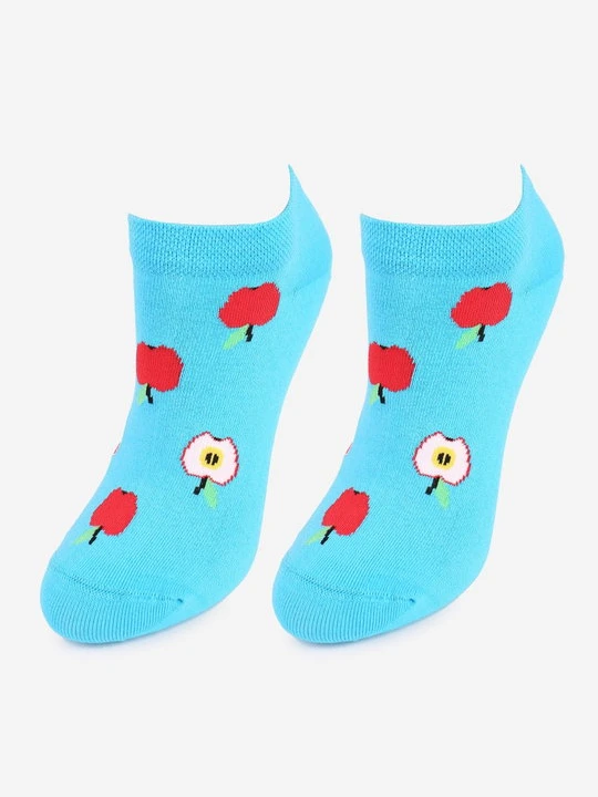 Zdjęcie produktu Bawełniane niskie skarpetki damskie w jabłka Footies Apple Marilyn niebieski