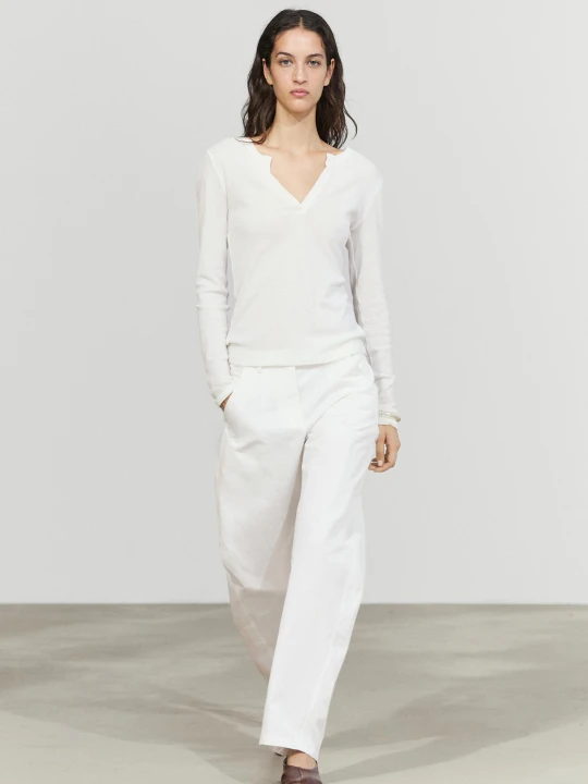 Zdjęcie produktu Bawełniane Spodnie Cargo - Biały - Massimo Dutti - Female