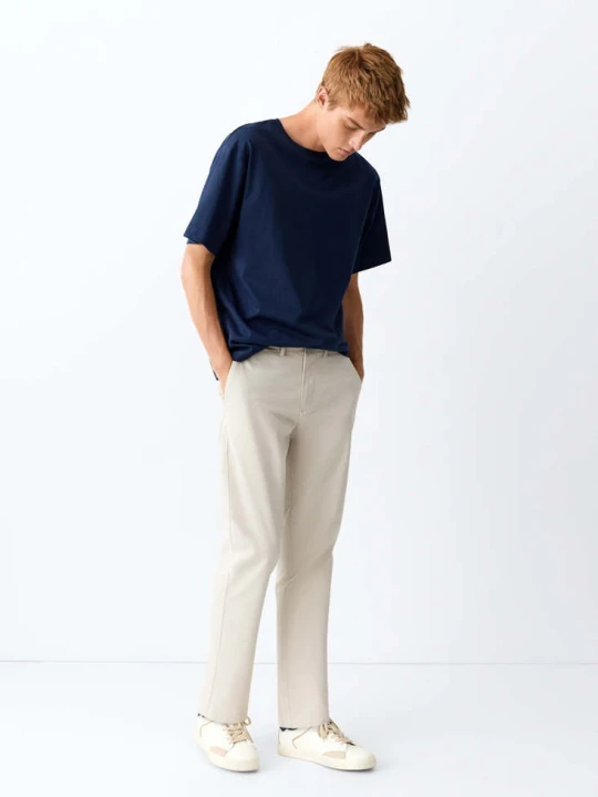 Zdjęcie produktu Bawełniane spodnie chinos lodowy szary - Teen - MANGO TEEN