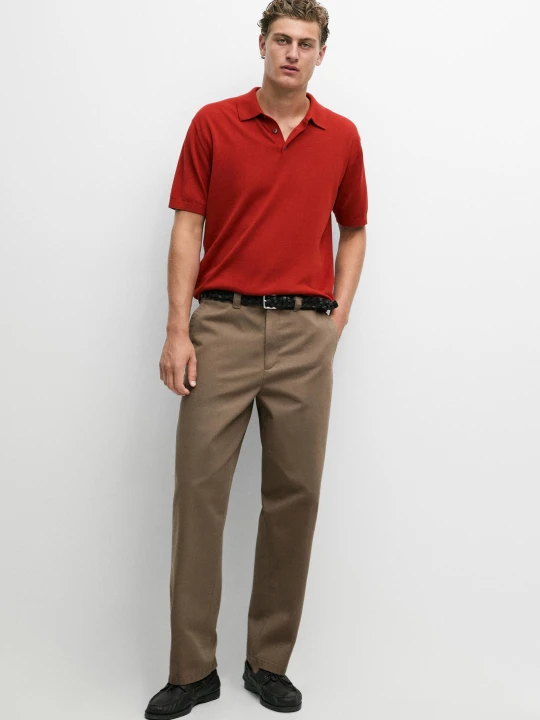 Zdjęcie produktu Bawełniane Spodnie Relax Fit - Norkowy - - Massimo Dutti - Mężczyzna