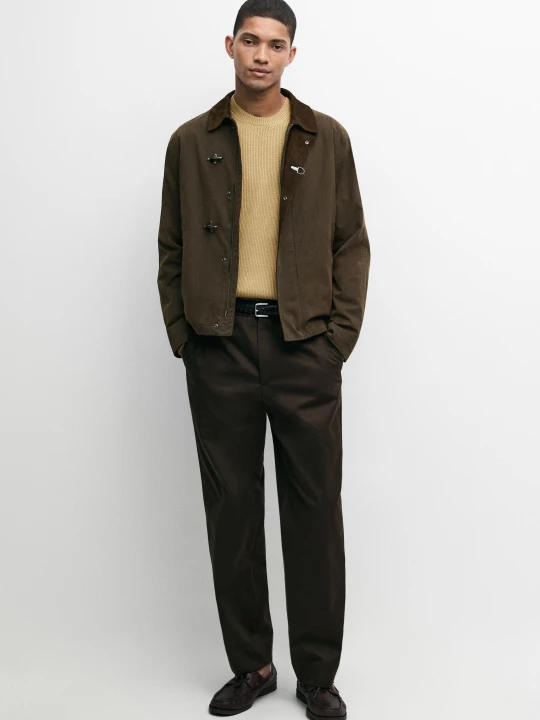 Zdjęcie produktu Spodnie Z Szerokimi Nogawkami Ze 100% Bawełny - Brązowy - Massimo Dutti - Male