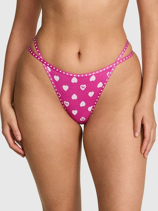 Zdjęcie produktu Bawełniane stringi z logo z wysokim stanem Victoria's Secret Z nadrukiem