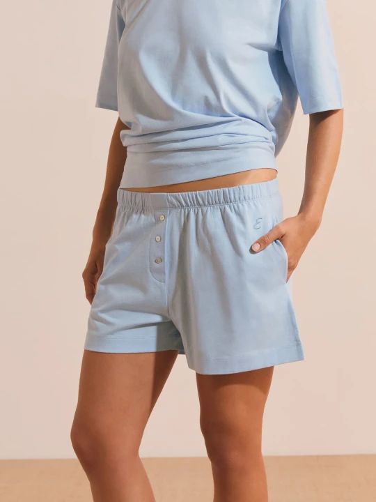 Zdjęcie produktu Bawełniane szorty piżamowe typu boyfriend Etam bleu ciel