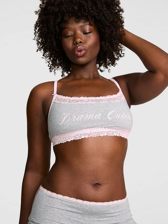 Zdjęcie produktu Bawełniany biustonosz bralette z dekoltem w łódkę Victoria's Secret Szary
