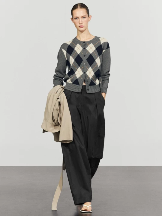 Zdjęcie produktu Bawełniany Kardigan W Romby - Szary - Massimo Dutti - Female