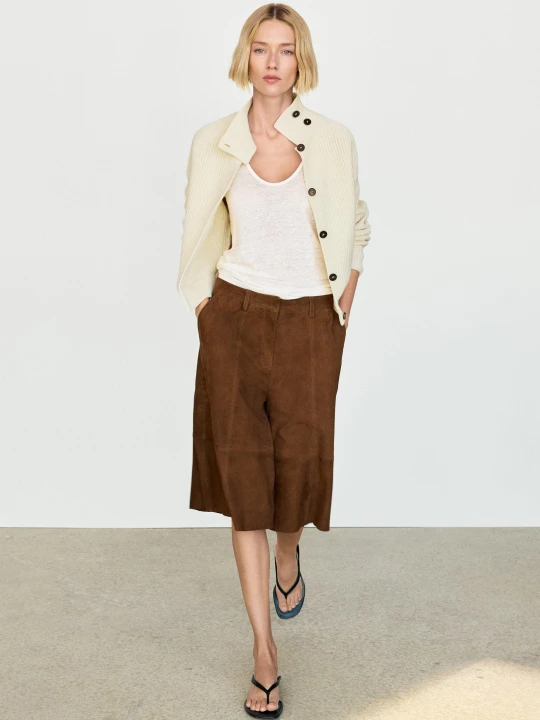Zdjęcie produktu Bawełniany Kardigan Z Golfem - Surowy - Massimo Dutti - Female