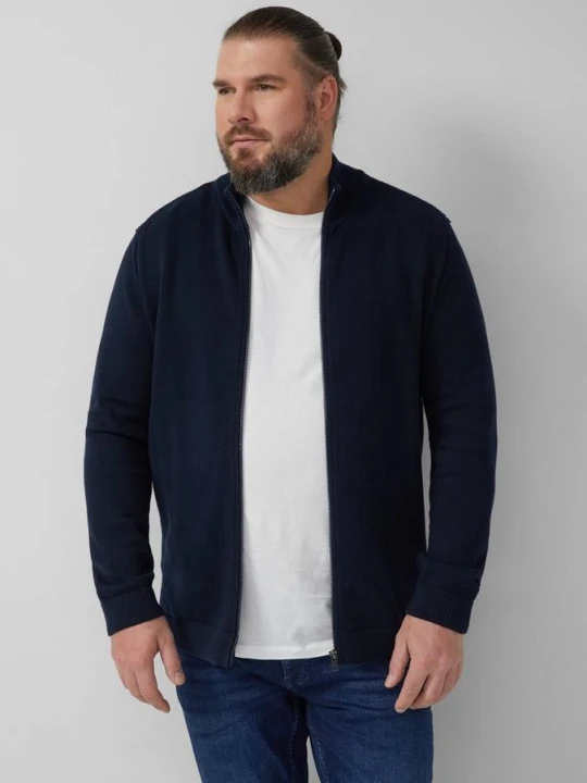 Zdjęcie produktu Bawełniany kardigan ze stójką i naszywką z logo s.Oliver niebieski