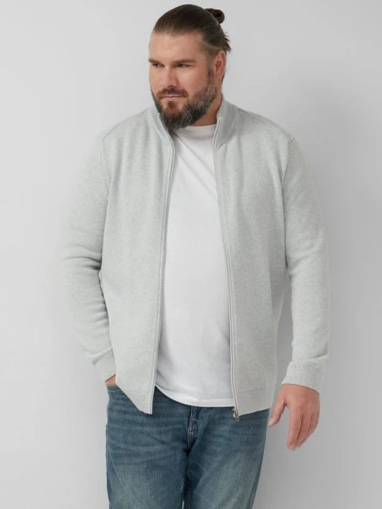 Zdjęcie produktu Bawełniany kardigan ze stójką i naszywką z logo s.Oliver szary