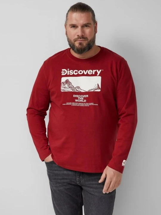 Zdjęcie produktu Bawełniany longsleeve z grafiką Discovery Channel® s.Oliver czerwony