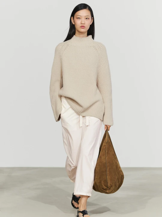 Zdjęcie produktu Bawełniany Sweter O Ściegu Perełkowym - Popielaty - Massimo Dutti - Female