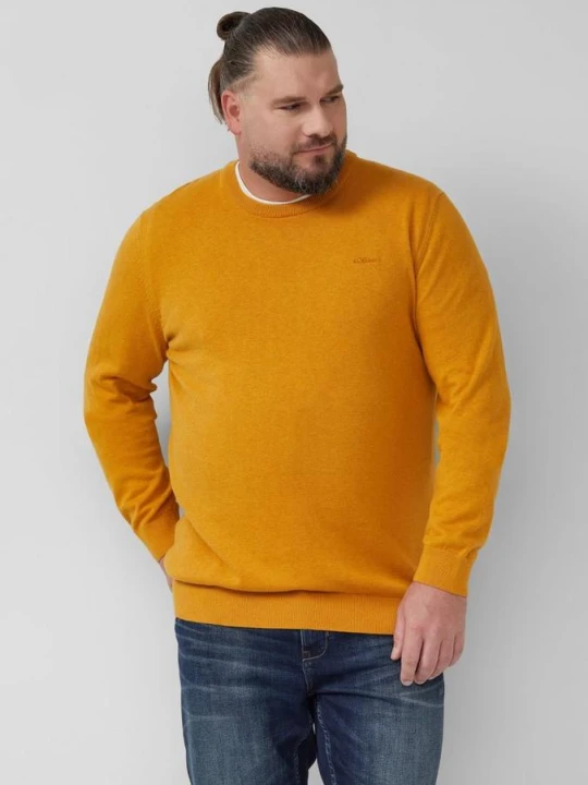 Zdjęcie produktu Bawełniany sweter z wyszywanym logo s.Oliver żółty