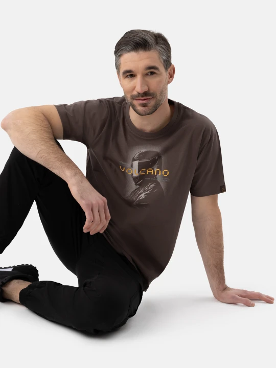 Zdjęcie produktu Bawełniany t-shirt, Comfort Fit, T-NEC Volcano Brązowy