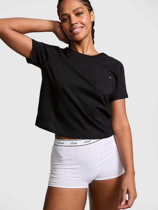 Zdjęcie produktu PINK Bawełniany T-shirt do spania Victoria's Secret Czarny