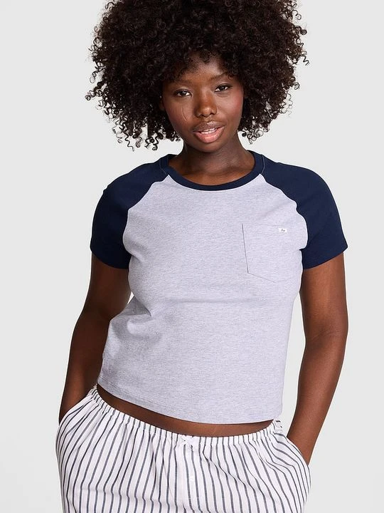 Zdjęcie produktu Bawełniany T-shirt do spania Victoria's Secret Szary