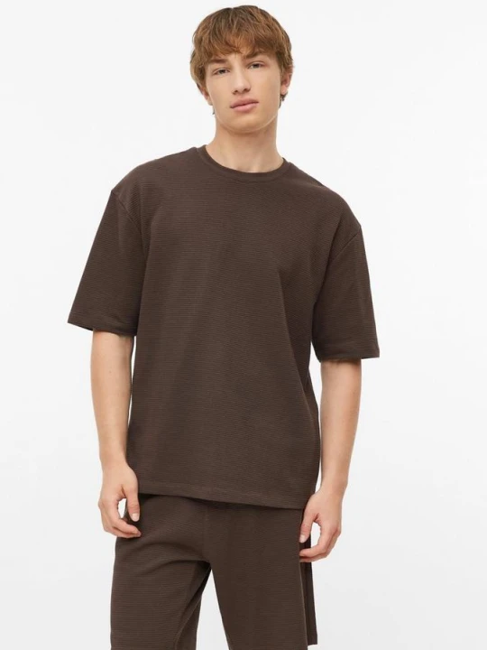 Zdjęcie produktu Bawełniany T-shirt o prążkowanej strukturze i nowoczesnym kroju s.Oliver brązowy
