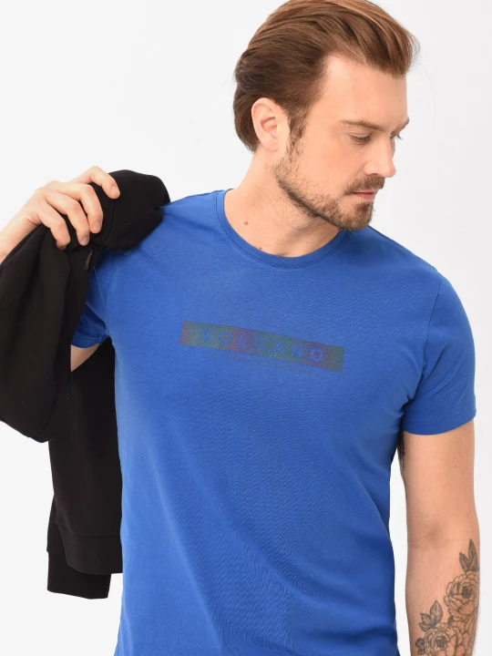 Zdjęcie produktu Bawełniany t-shirt T-HOLOGRAM Volcano Niebieski
