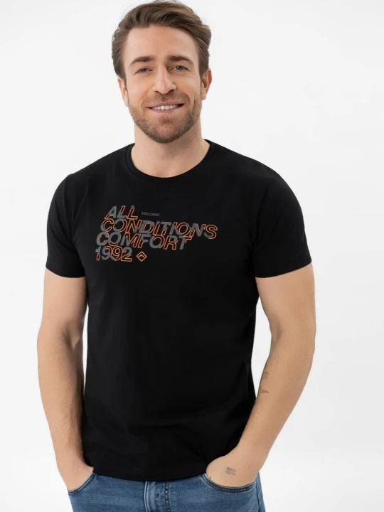 Zdjęcie produktu Bawełniany t-shirt T-TON Volcano Czarny