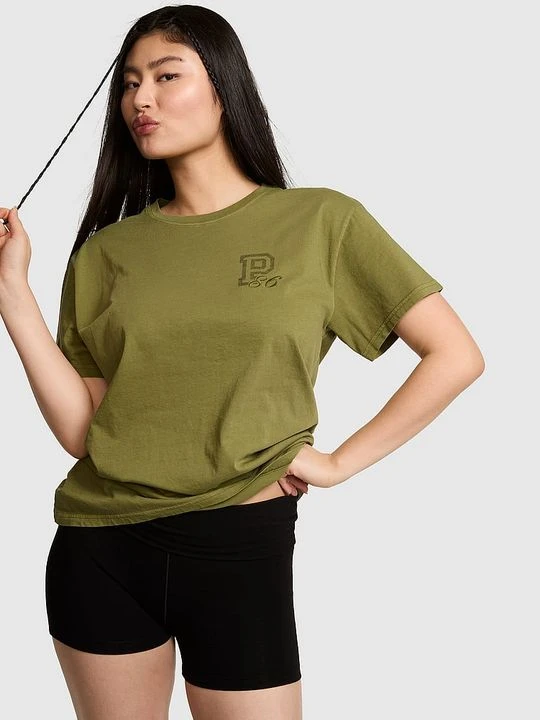 Zdjęcie produktu PINK T‑shirt bawełniany Campus Victoria's Secret Zielony