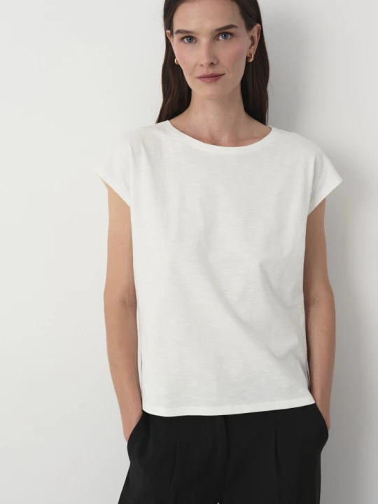 Zdjęcie produktu Bawełniany t-shirt w kremowym kolorze Greenpoint