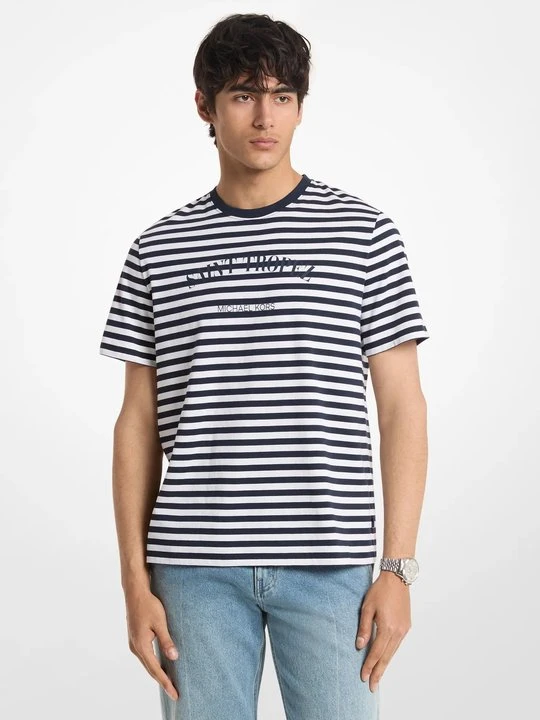 Zdjęcie produktu Bawełniany T-shirt w paski Provence Michael Kors PÓŁNOC (Niebieski)