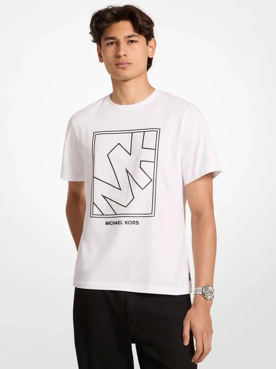 Zdjęcie produktu Bawełniany T-shirt z graficznym logo Michael Kors BIAŁY (Biały)