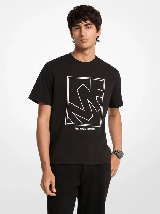 Zdjęcie produktu Bawełniany T-shirt z graficznym logo Michael Kors CZARNY (Czarny)