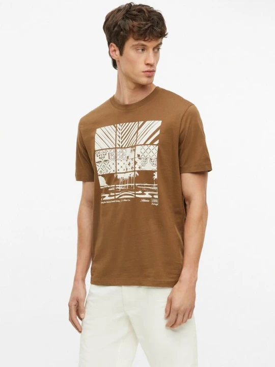 Zdjęcie produktu Bawełniany T-shirt z nadrukiem z przodu s.Oliver brązowy