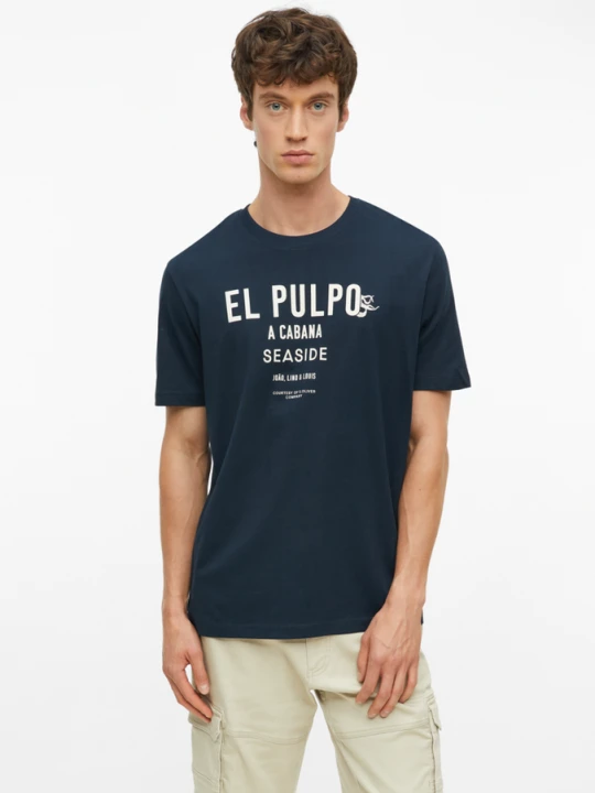 Zdjęcie produktu Bawełniany T-shirt z nadrukiem z przodu s.Oliver niebieski