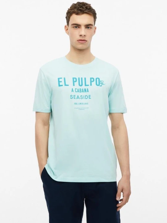 Zdjęcie produktu Bawełniany T-shirt z nadrukiem z przodu s.Oliver turkusowy