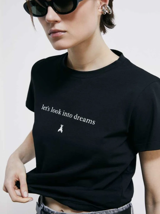 Zdjęcie produktu Bawełniany T-shirt z napisem Patrizia Pepe czarny
