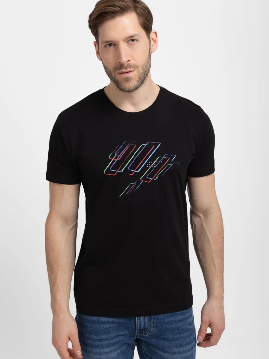 Zdjęcie produktu Bawełniany t-shirt z printem T-LASER Volcano Czarny