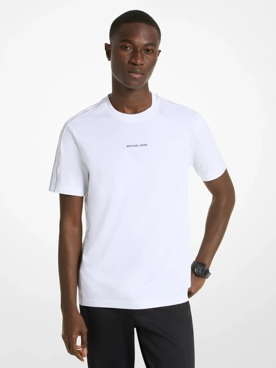 Zdjęcie produktu Bawełniany T-shirt z taśmą z logo Michael Kors BIAŁY (Biały)