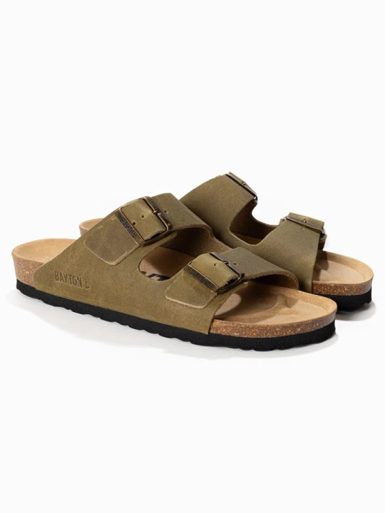 Zdjęcie produktu BAYTON Skórzane klapki "Atlas" w kolorze khaki rozmiar: 37