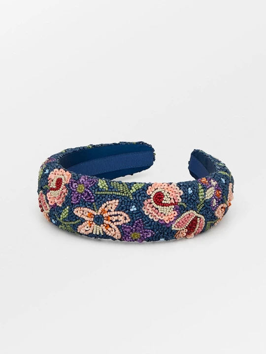 Zdjęcie produktu Becksöndergaard Opaska "Primula" w kolorze granatowym ze wzorem do włosów rozmiar: onesize
