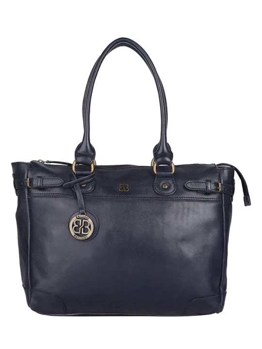 Zdjęcie produktu Bellicci Skórzana torebka "Chelsea" w kolorze granatowym - 34 x 29, 5 x 10 cm rozmiar: onesize