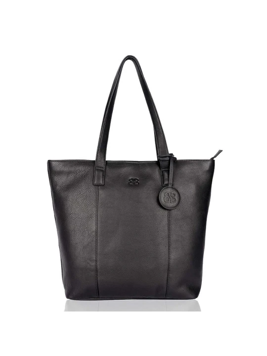 Zdjęcie produktu Bellicci Skórzana torebka "Kayden" w kolorze czarnym - 36 x 44 x 12 cm rozmiar: onesize