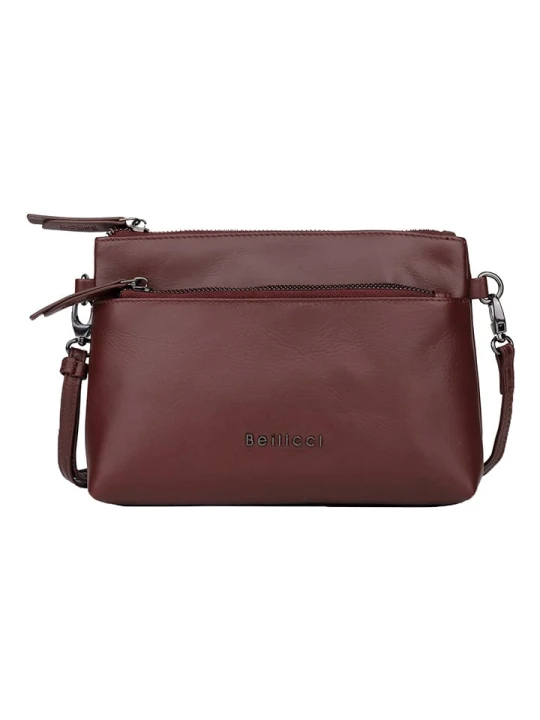 Zdjęcie produktu Bellicci Skórzana torebka w kolorze bordowym - 22, 5 x 16 x 5 cm rozmiar: onesize